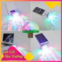 Đèn LED mini USB - Đèn LED quả cầu xoay cảm ứng pha lê 7 màu nháy theo nhạc cho điện thoại