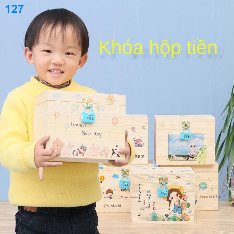 2021ↂ◄Mật khẩu con heo đất có thể được mở bằng khóa gỗ rắn lớn trẻ em người quà tặng sáng tạo tùy chỉnh ảnh
