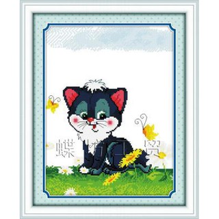 Tranh Thêu Chữ Thập Mèo Con Đáng Yêu A824 (KHÁCH TỰ THÊU) KT:36X44CM