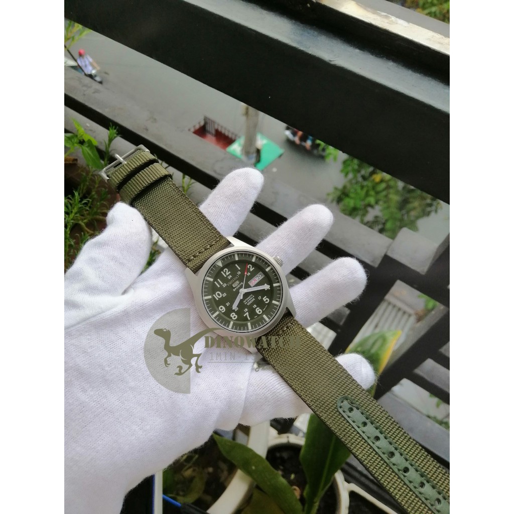 Đồng Hồ Nam Seiko 5 Sport SNZG09J1 , Dây Nato Xanh Rêu , Máy Cơ