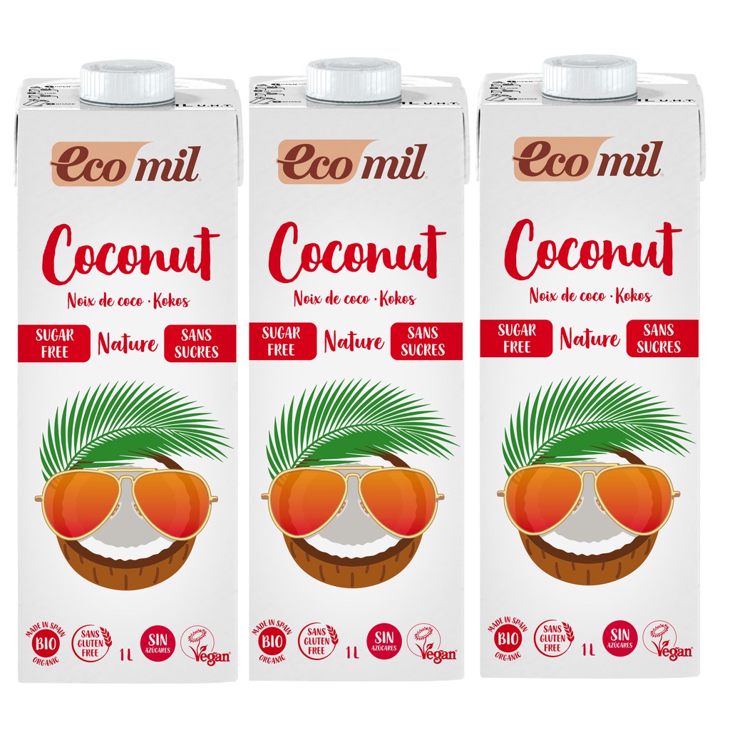 [Lốc 3 Hộp] Sữa Dừa Không Đường Hữu Cơ Ecomil (1L) - Organic Coconut Milk Sugar Free (1L)