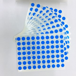 Tem tròn dán lỗi màu xanh dương đường kính 8mm