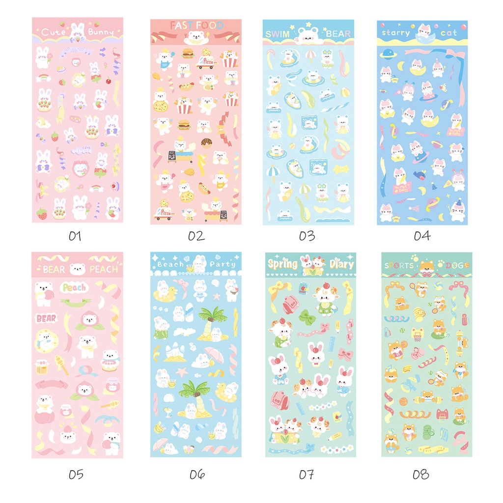 Miếng Dán Màu Laser Họa Tiết Động Vật Dễ Thương Trang Trí Nhật Ký DIY