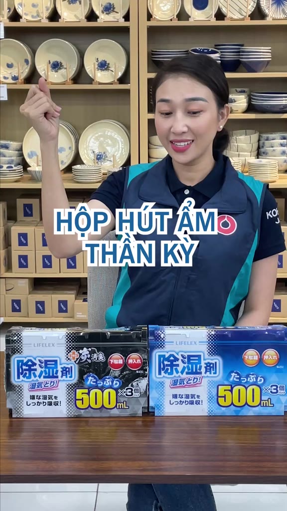 Hộp hút ẩm KOHNAN KR15 500ml than hoạt tính khử mùi chống ẩm mốc