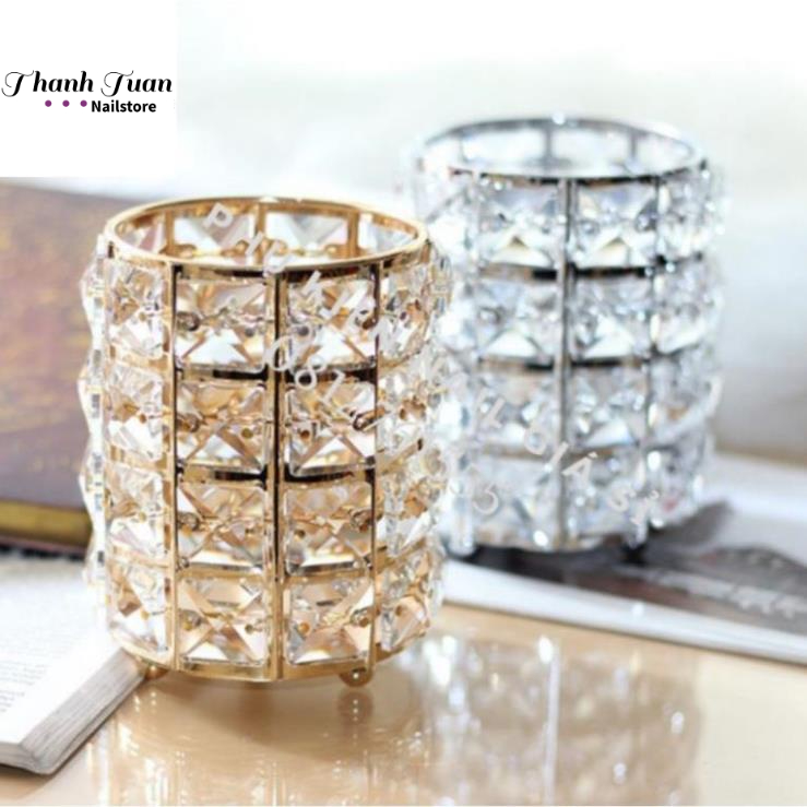 Cốc pha lê đựng cọ, đựng bút nail  - Phụ kiện đồ nail
