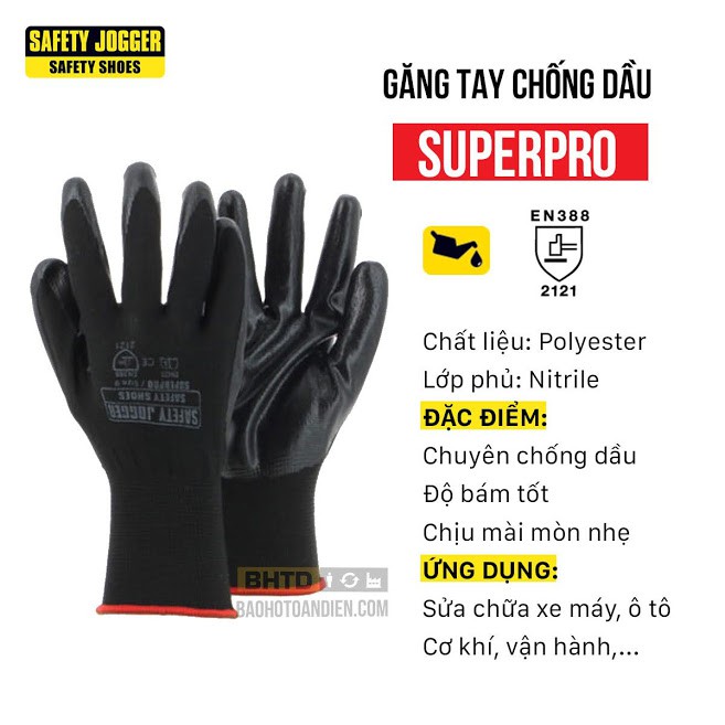 [XÃ KHO] Găng tay đa năng, chống dầu nhớt Jogger Superpro (thương hiệu Bỉ) | Bao tay sửa xe, bảo trì