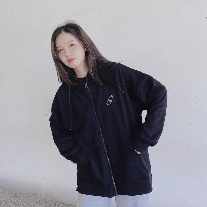 Áo khoác hoodie nỉ bông BÌNH SỮA ulzzang unisex form rộng dây kéo zip dày giá rẻ đẹp A00146 | BigBuy360 - bigbuy360.vn