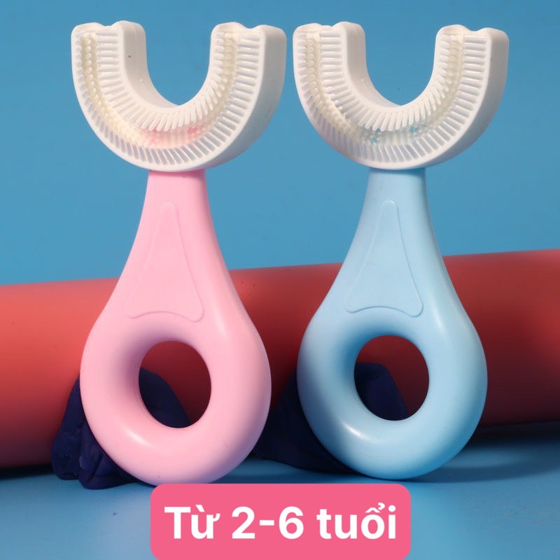 Bàn chải đánh răng chữ U silicon cho bé, bàn chải đánh răng silicon mềm mại cho bé tập đánh răng từ 2 đến 6 tuổi