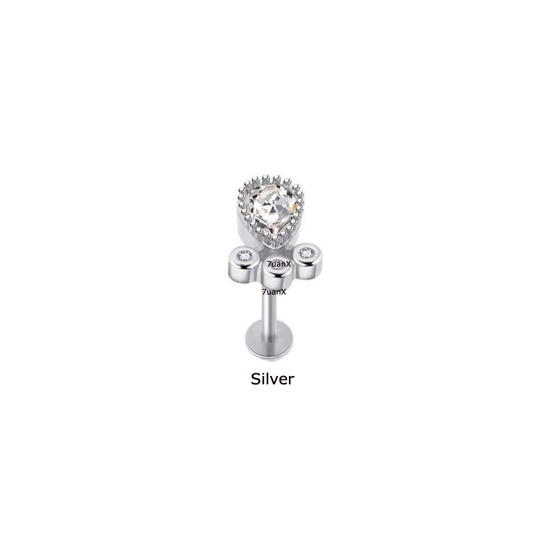 1 Khuyên Xỏ Cơ Thể Bằng Thép Không Gỉ Đính Đá Zircon 16g