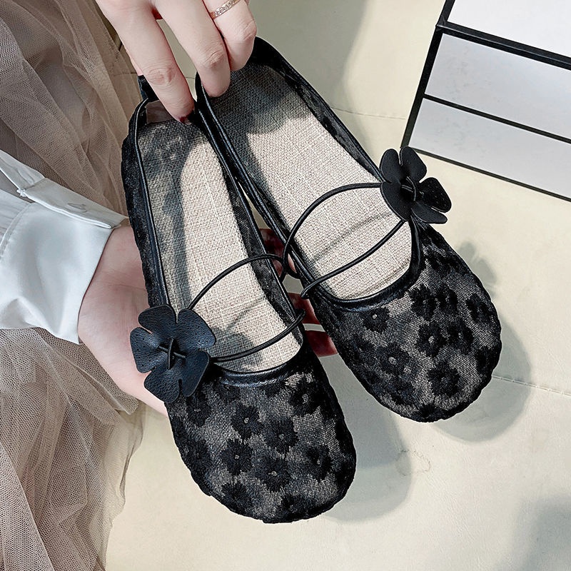 Giày Lười Phối Lưới Thoáng Khí Đính Nơ Thời Trang Mùa Hè Cho Nữ Size 35-41 4 Kiểu