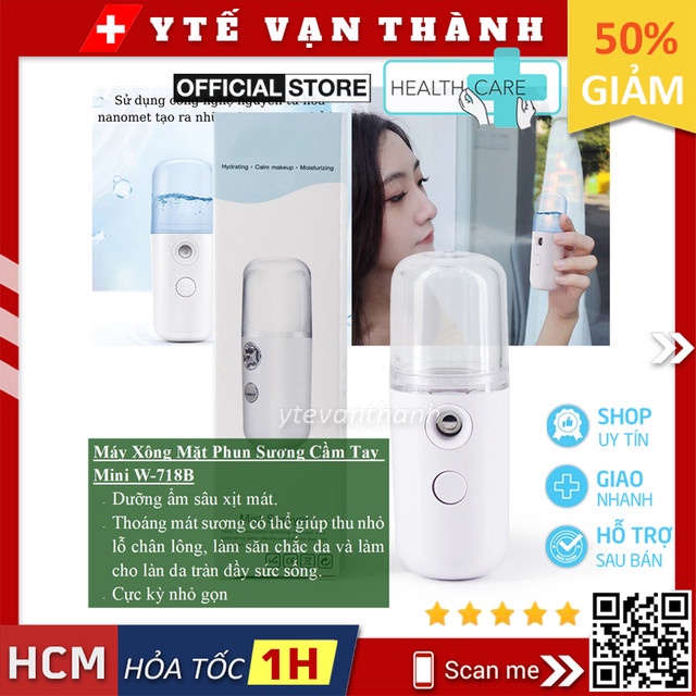 ✅ Máy Xông Mặt Phun Sương Cầm Tay Mini W-718B | Xông Tinh Dầu, Xịt Khoáng -VT0067