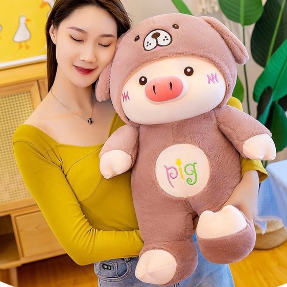 Gấu Bông Heo PIG , heo bông mặc Áo Bông Có Mũ Chùm Đầu Siêu Xinh Size 40cm-50cm-60cm