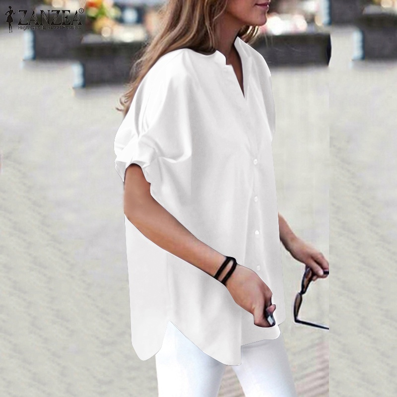 Zanzea Áo Cánh Dơi Dáng Rộng Cổ Đứng Phối Nút Thời Trang Cho Nữ