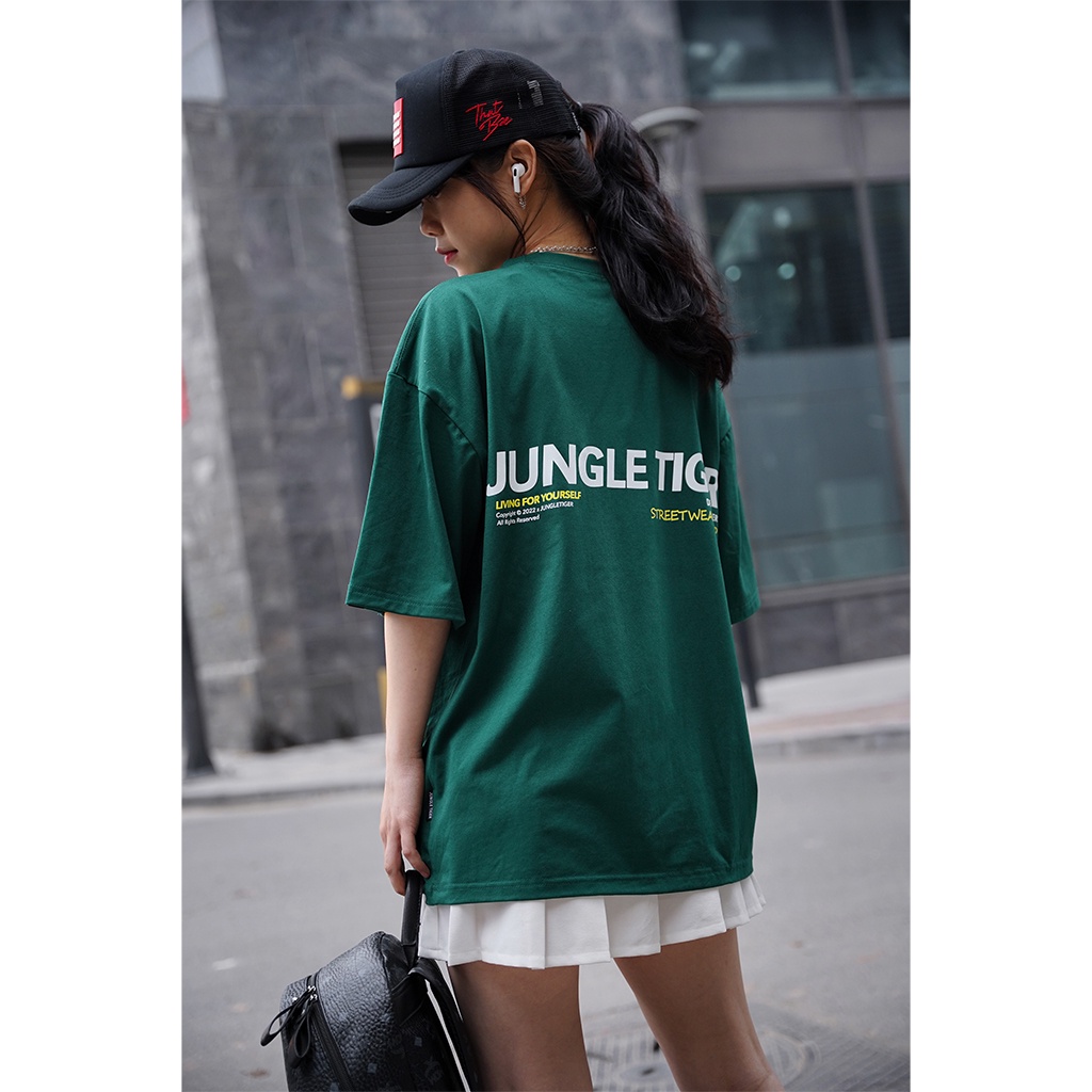 Áo Thun Nam Nữ Unisex JUNGLE TIGER áo phông Basic Tee Tay Lỡ Logo Ver2.0 oversize form rộng