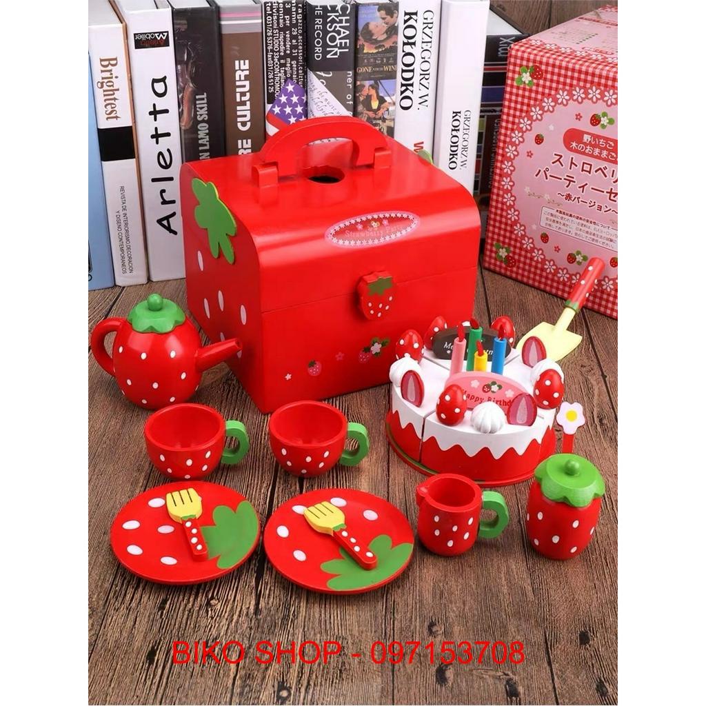 Đồ chơi trà bánh, socola, trà xanh bằng gỗ dính nam châm cao cấp - Đồ chơi gỗ cho bé - Biko Shop