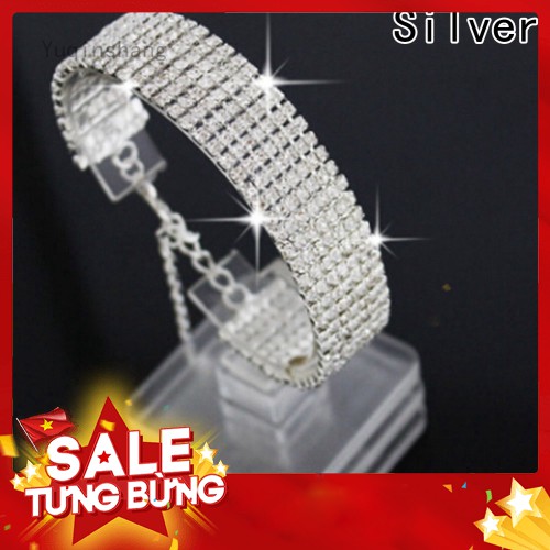 Vòng Tay Mạ Vàng Bạc Đính Đá Pha Lê Nhân Tạo Sang Trọng Cá Tính Dành Cho Nữ - Hàng nhập khẩu