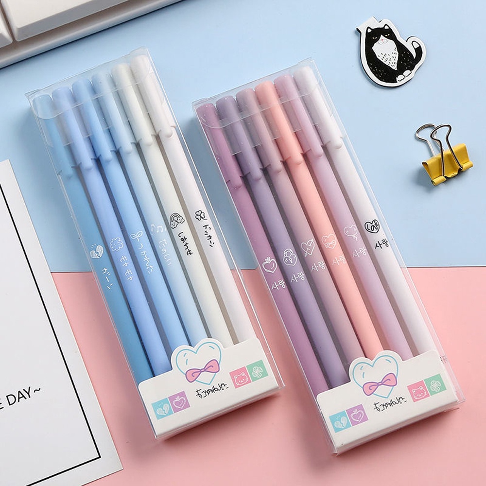 Set 6 Bút Bi Mực Đen Ngòi 0.5mm Hình Morandi Đáng Yêu