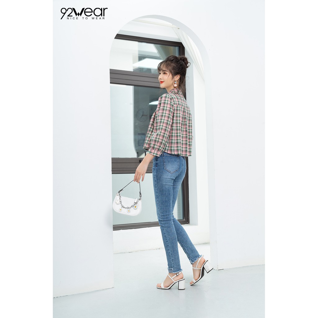 Áo sơ mi nữ công sở 92WEAR đủ màu, đủ size, tay lỡ ASW0710