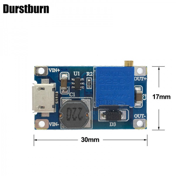 Mô Đun Tăng Áp MT3608 DC-DC 2A Cổng MICRO USB 2V-24V Sang 5V 9V 12V 28V