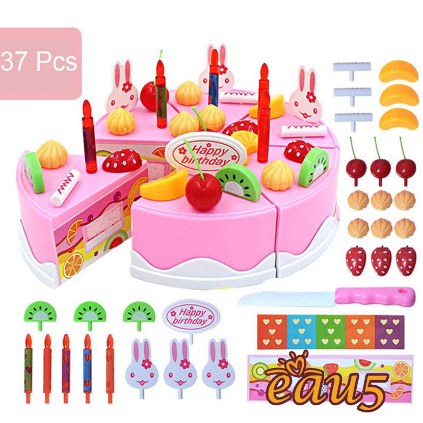 ☜♠☞37PCS/Set Birthday Cake Model Toy Play Food Child Kids Early Educational Toy
