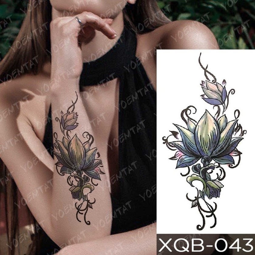 Hình Xăm Tạm Thời Chống Thấm Nước Hình Hoa Mận Nở Màu Đen Flash Thời Trang