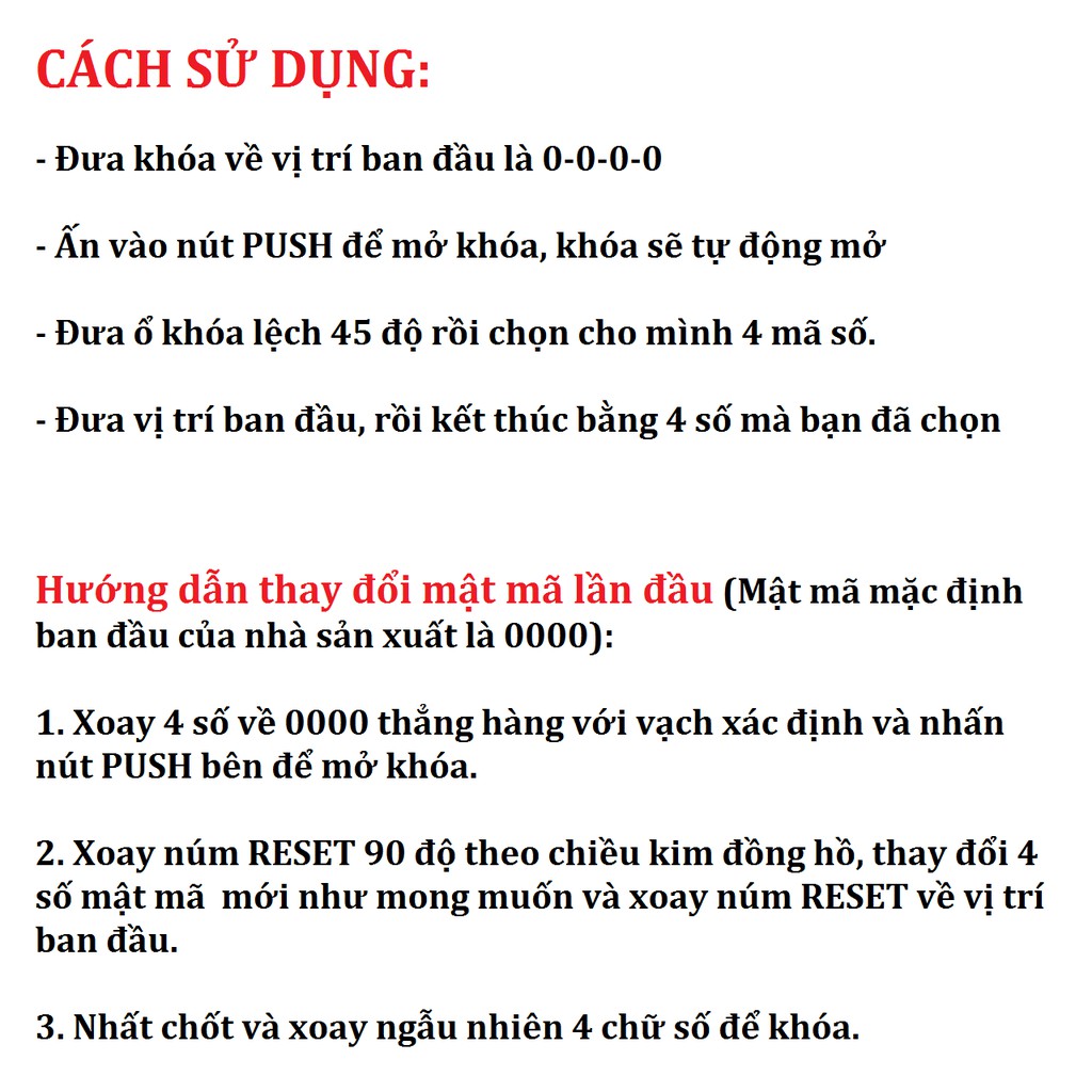 Khóa chữ U 4 mã số bảo mật chống trộm