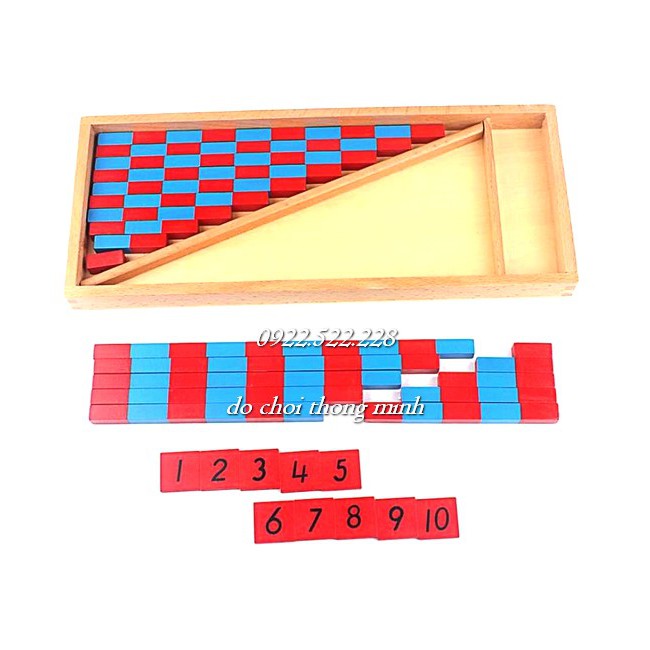 Gậy số có hộp đựng, Numerical rods - Giáo cụ Montessori