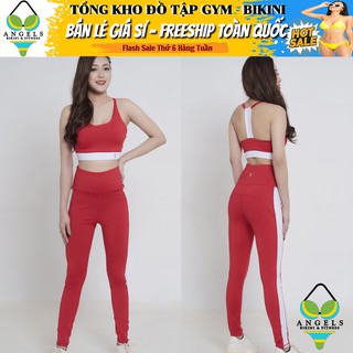 Đồ Tập Gym Yoga Aerobic Thể Thao - Bộ Dài Phối Sọc Trắng Hàng Xuất Cao Cấp BD065 [ Giá Sỉ ]
