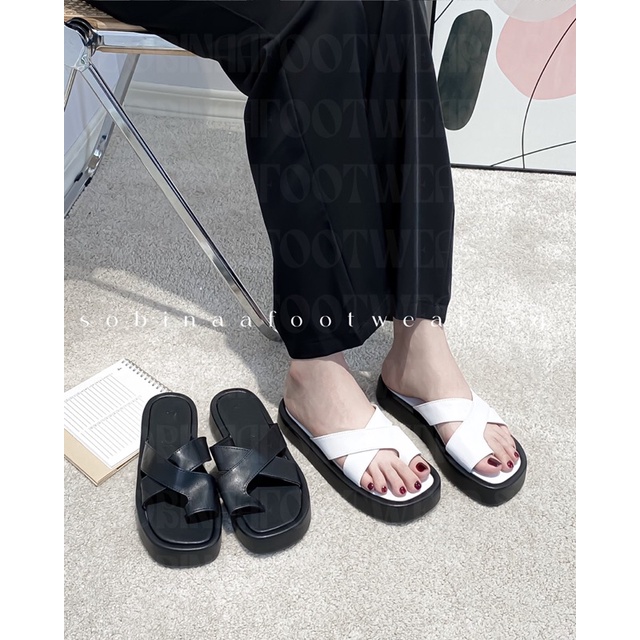 Dép bánh mì mũi tên đế độn cao 2cm siêu xinh