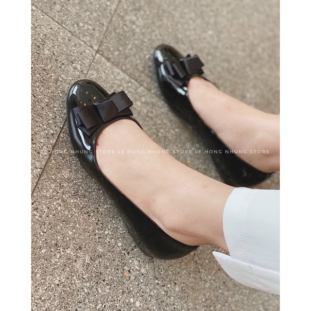 Giày búp bê mũi tròn Annmodels phối nơ ú _A023NN