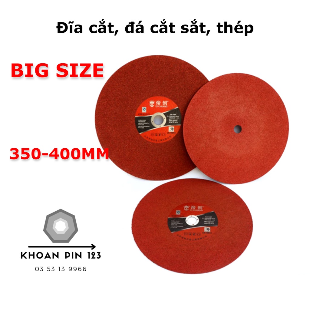 Đá cắt, đĩa cắt sắt, thép, inox 350mm 400mm loại dày (màu đỏ)