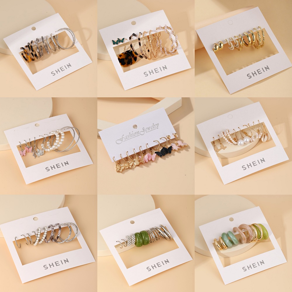 Set khuyên tai resin hình bướm/ tròn phong cách cổ điển dành cho nữ