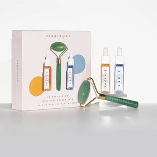 Set dưỡng da Herbivore De-puff + Glow Mini Jade Roller Trio