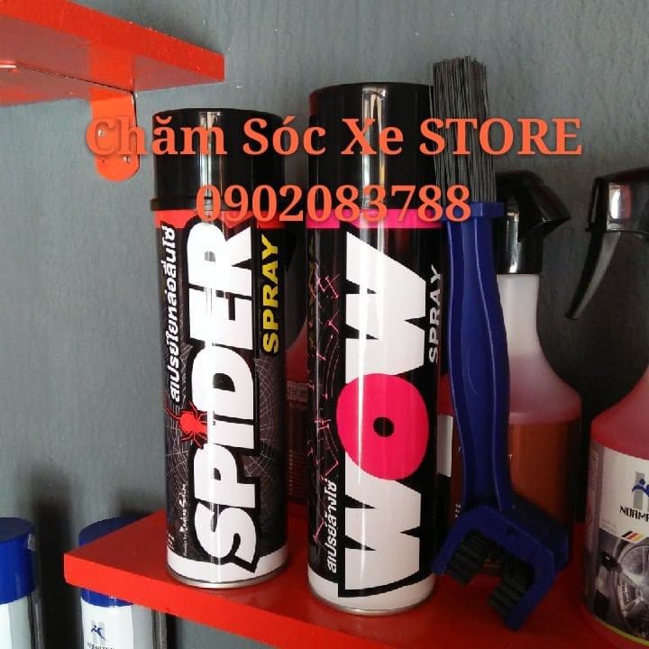 Combo chai xịt sên Wow Spray Lube71 và dưỡng sên Spider Spray Lube71 - Chai 600ml Tặng bàn chải 3D