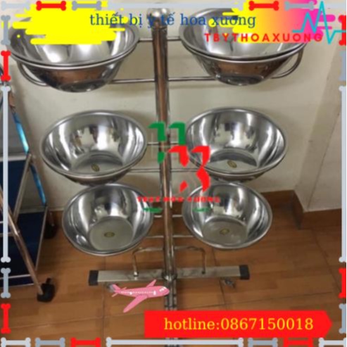 [ Inox Cao Cấp] Cây Bát Nước Inox Dùng Trong Spa + 6 Bát To Sâu 22 cm