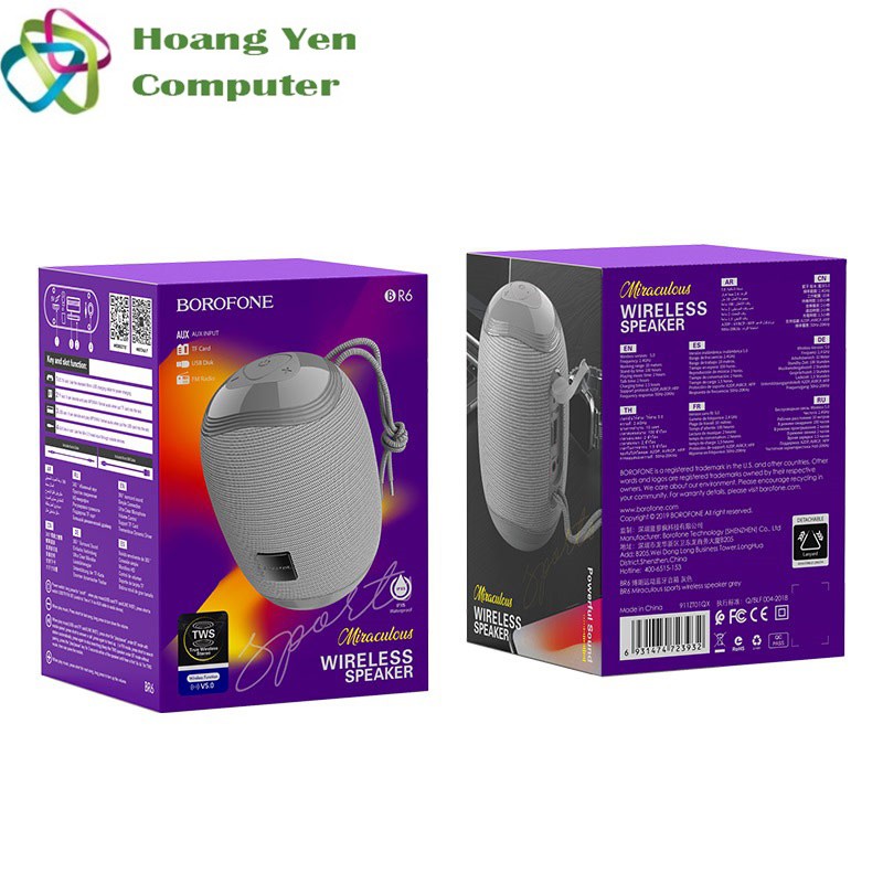 Loa Bluetooth Borofone BR6 V5.0 Âm Thanh Lớn Rõ - BH 1 Năm - Hoàng Yến Computer