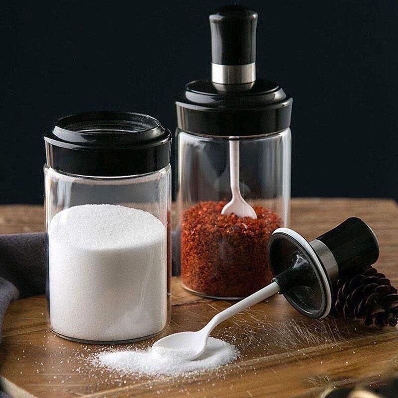 Hũ Đựng Gia Vị Kèm Muỗng Chống Ẩm Ướt Cực Xịn