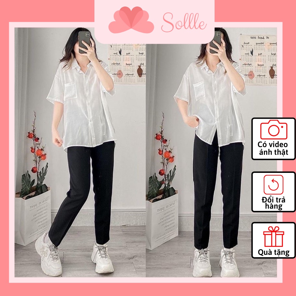 Quần tây baggy nữ cạp cao công sở học sinh ống rộng basic đẹp giá rẻ Sollle QBG002