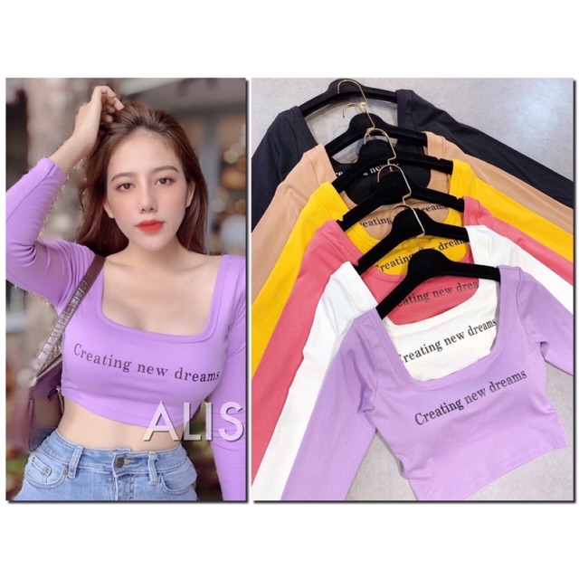 Áo thun croptop tay dài