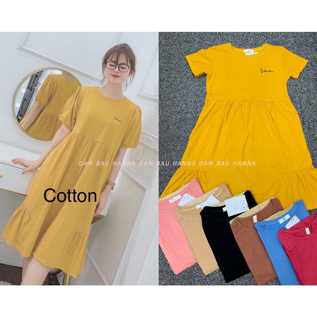 [SIZE 40-70KG] Đầm bầu thun cotton cao cấp mặc ở nhà thoải mái mát mẻ không xù không nhăn free size 40-70kg