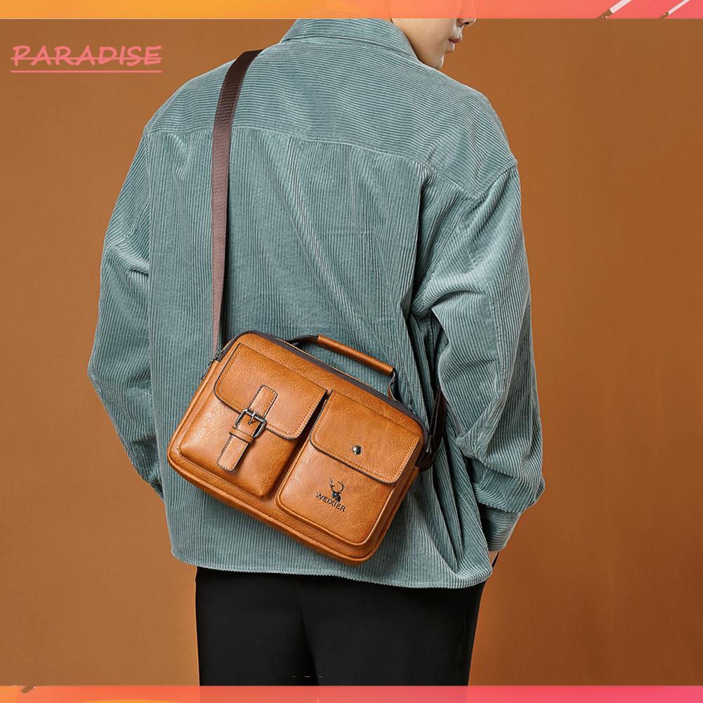 Túi Xách Da PU Nhiều Ngăn Phong Cách Vintage Cho Nam