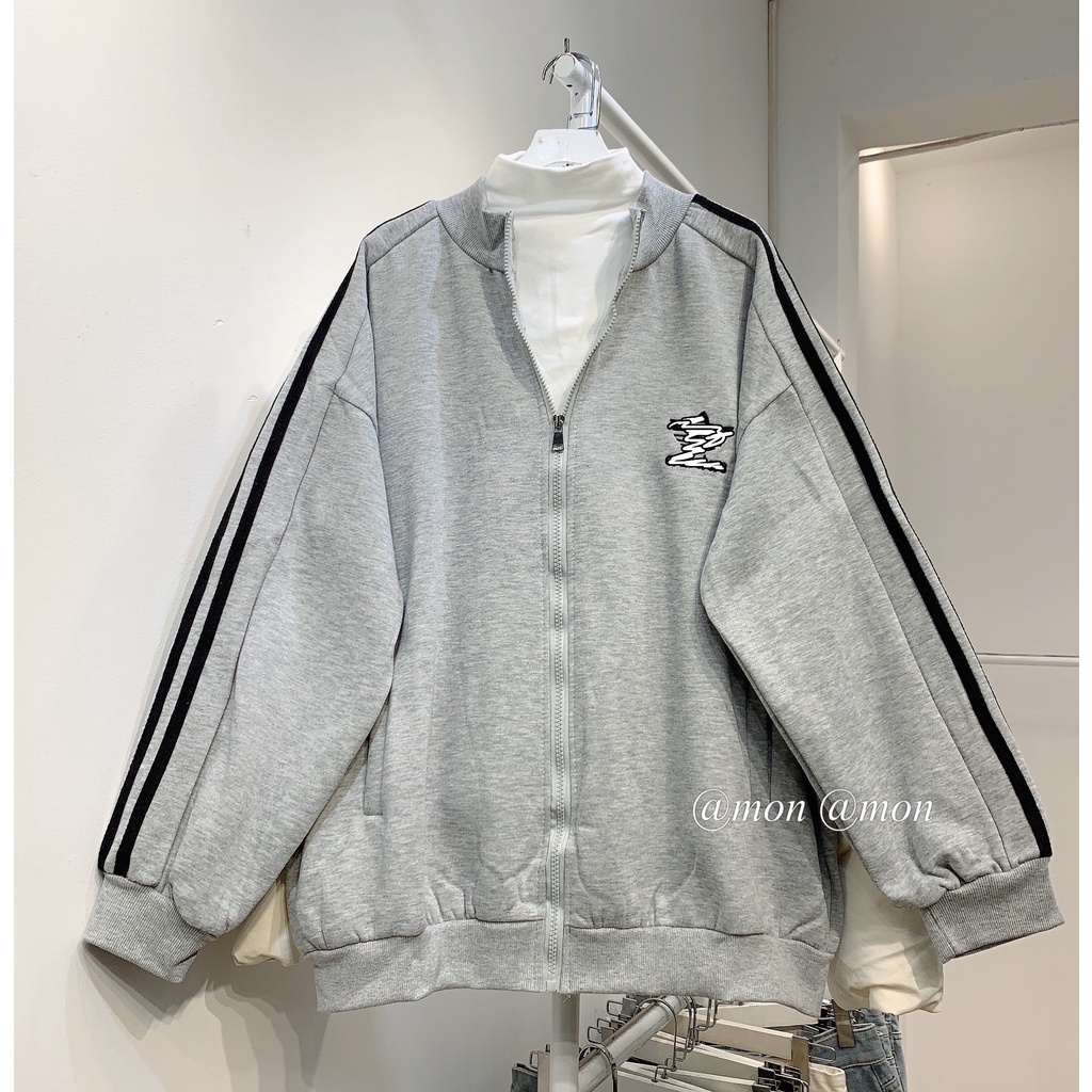 2012036 áo khoác nỉ bông logo, áo khoác nữ ulzzang freesize