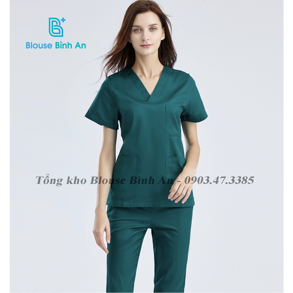 ❃Đồng phục Y Tế, Spa màu xanh rêu dành cho bác sĩ, tá, điều dưỡng, thẩm mỹ viện, Vải Cotton Cao Cấp - Blouse Bình An | BigBuy360 - bigbuy360.vn