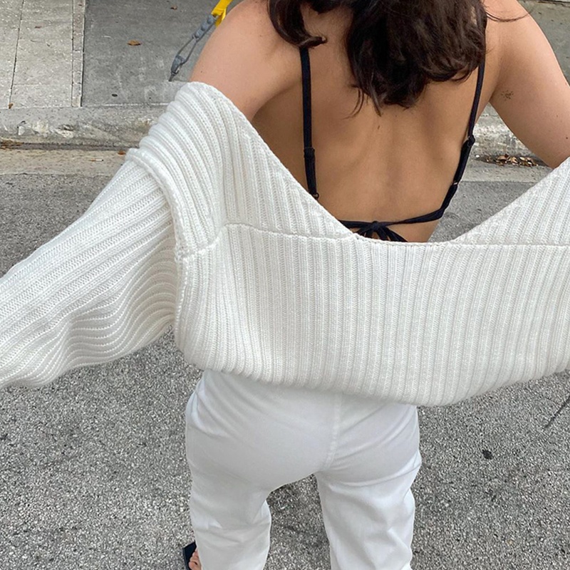 Áo Khoác Cardigan Dệt Kim Tay Dài Dáng Rộng Màu Trơn Thời Trang Cho Nữ