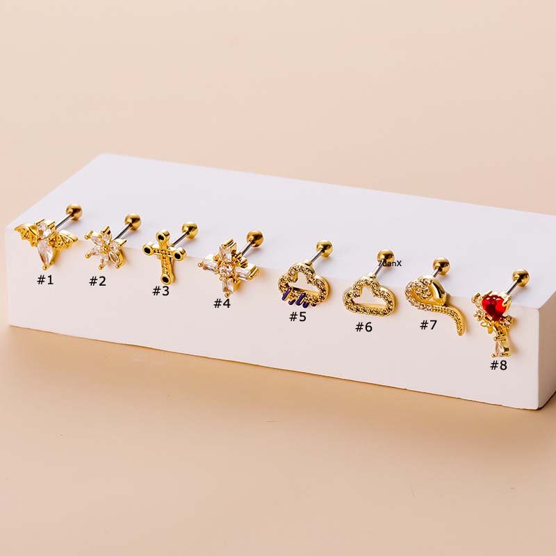 1 Khuyên Tai Dạng Thanh Tạ Hình Tai Thiên Thần Bằng Thép Không Gỉ 20G