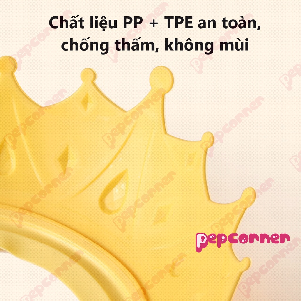 Mũ gội đầu chắn nước bảo vệ tai và mắt hình vương miện, nón tắm có thể điều chỉnh vòng đầu, chất liệu  PP + TPE cao cấp