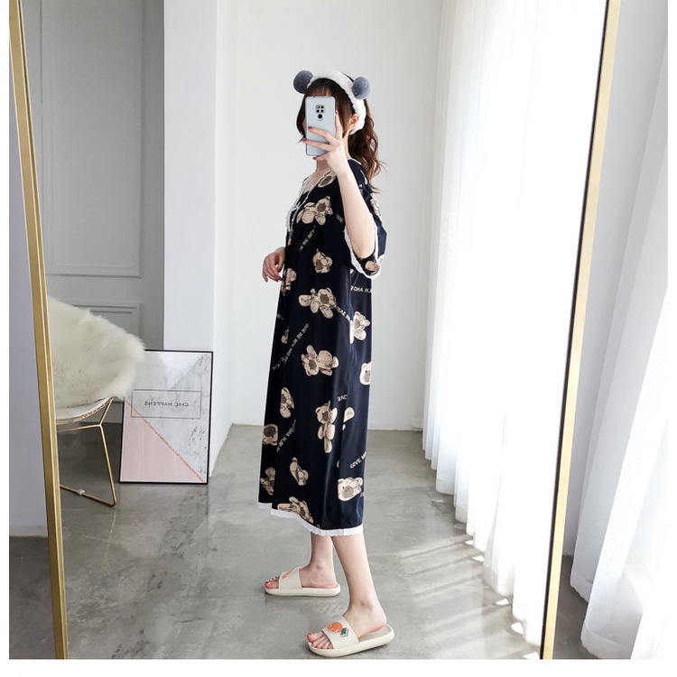 Đồ ngủ Thun Dáng Rộng Tay Ngắn Thiết Kế Cổ Chữ V Cho Nữ