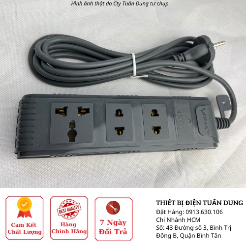 Ổ CẮM 3 NGẢ VINAKIP LÕI SỨ CHỐNG CHÁY 4500 W