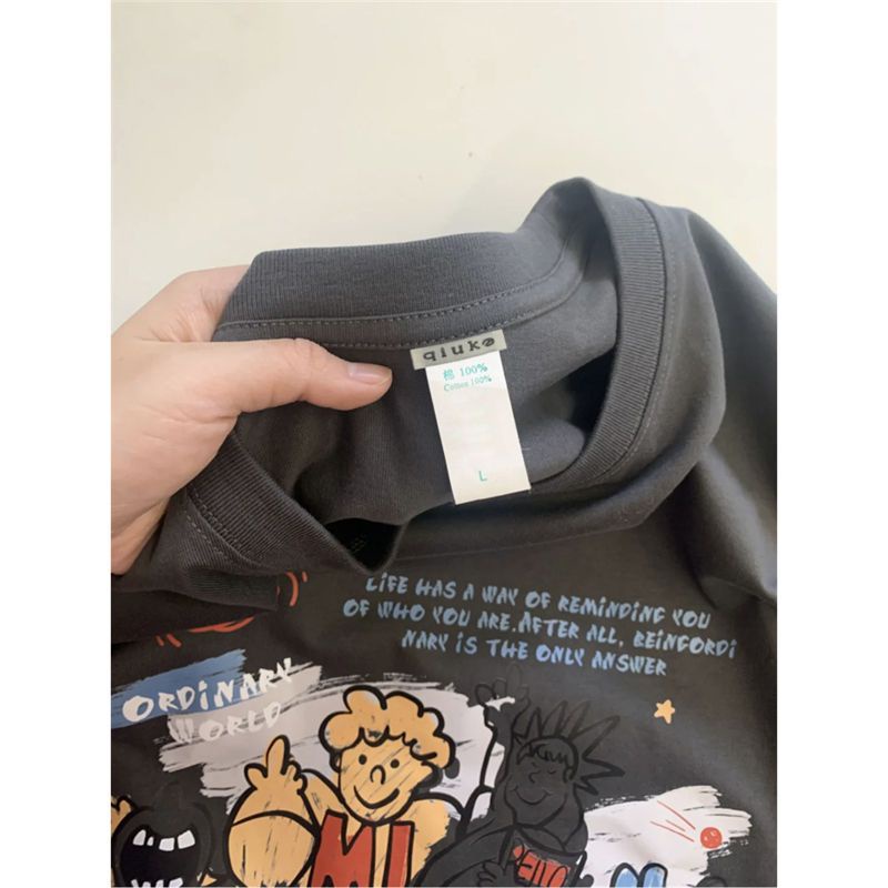 Áo Thun 100% Cotton Tay Ngắn Cổ Tròn Màu Xám Than Hoạt Tính Thời Trang Mùa Hè Hàng Mới 2022 Dành Cho Bạn Nữ