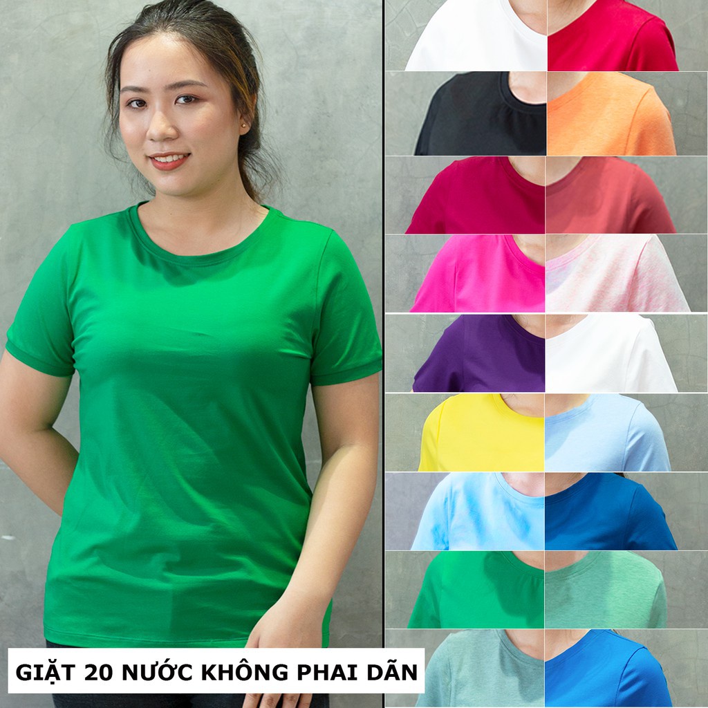 Áo thun nam nữ trơn cổ tròn, tay ngắn Màu xanh két